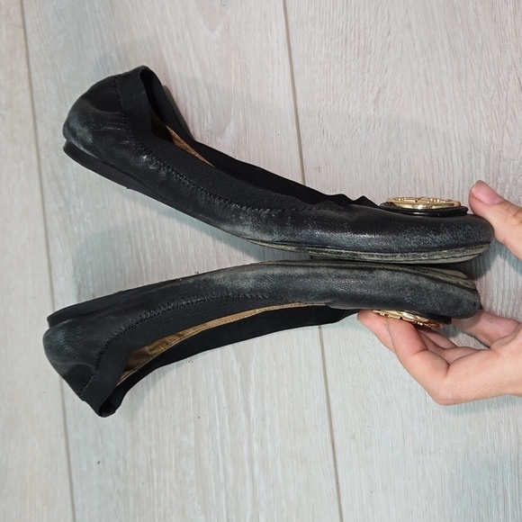 Tory Burch Logo Leather Ballet Flats slip on shoes sz 7M - Picture 13 of 16